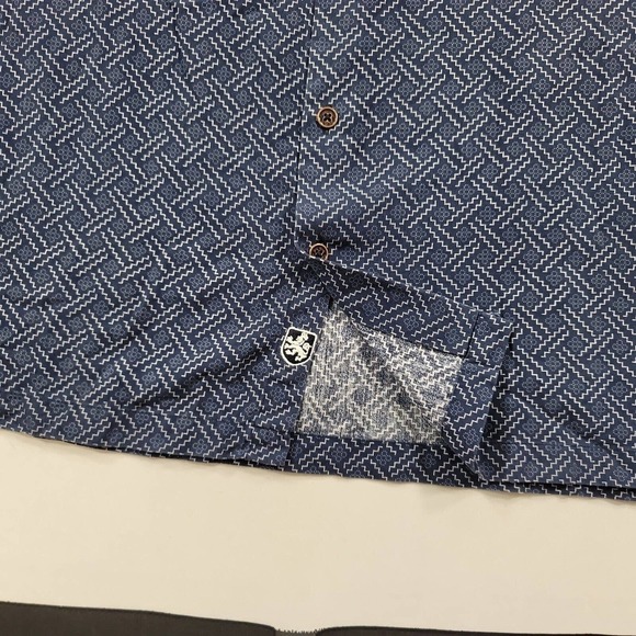 Nat Nast Silk Blend Short Sleeve Shirt Mens Large Navy‎ Blue Geometric Pattern - Picture 6 of 8